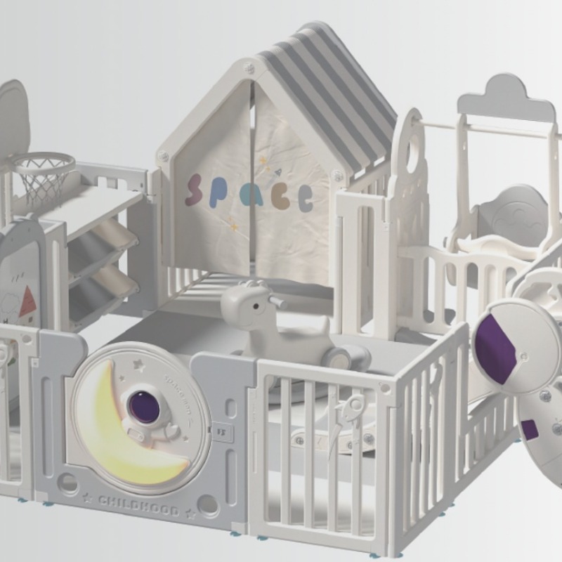 Aire de jeu d'intérieur pour enfants sur le thème de l'espace