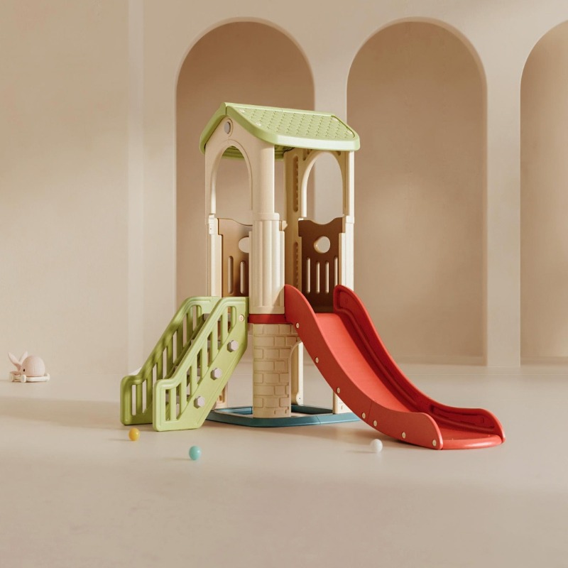 Mini-portique/Structure de jeu d'intérieur pour enfants avec tour, toboggan et escaliers