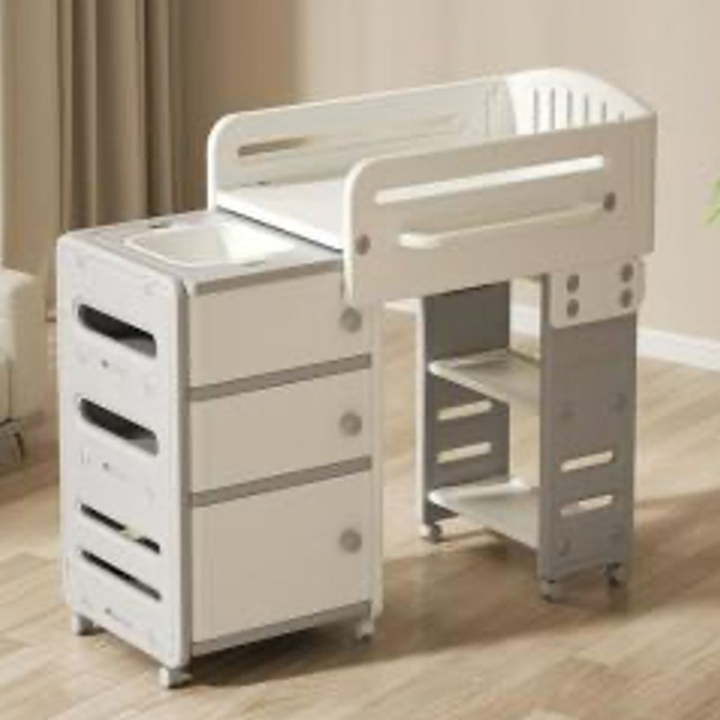 Station de change et de bain 3-en-1 pour bébé avec table à langer, baignoire et commode de rangement