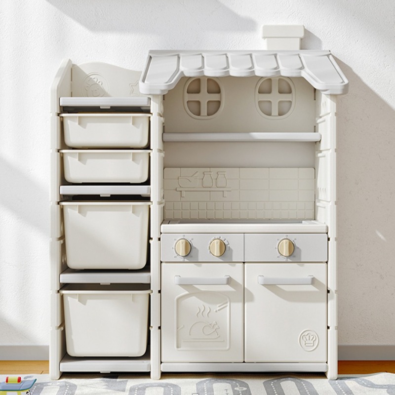 Meuble de jeu Cuisine & Rangement 2-en-1 pour enfants