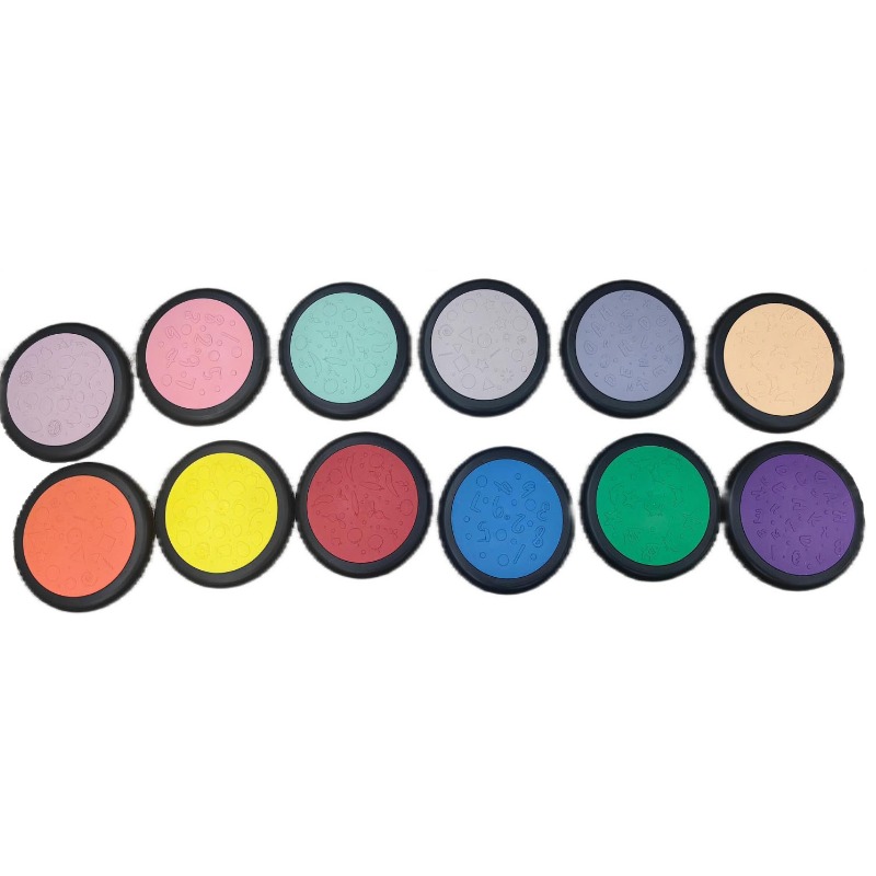 Lot de 12 pastilles/galets d'équilibre ou de marquage de sol antidérapants et colorés