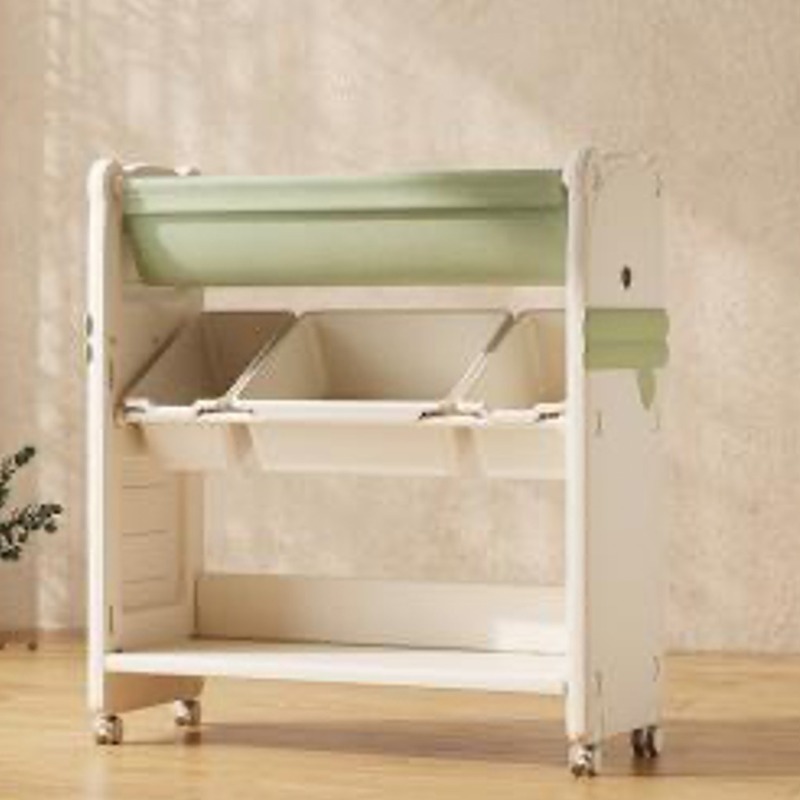 Étagère de rangement mobile à jouets avec 3 niveaux de bacs