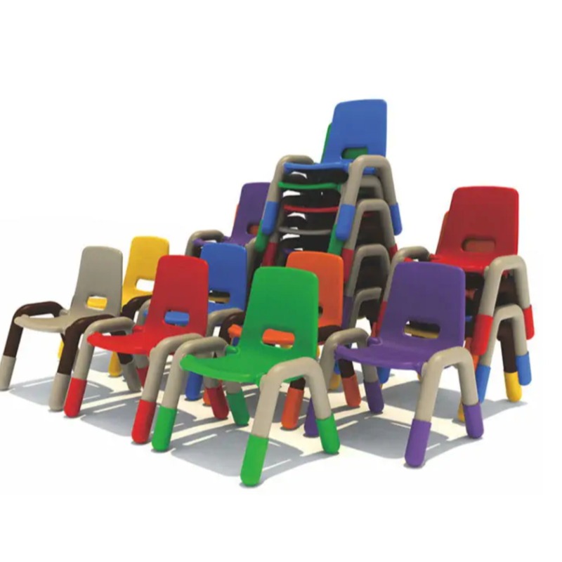 Chaise d'enfant empilable, bicolore, en plastique robuste, avec assise confortable