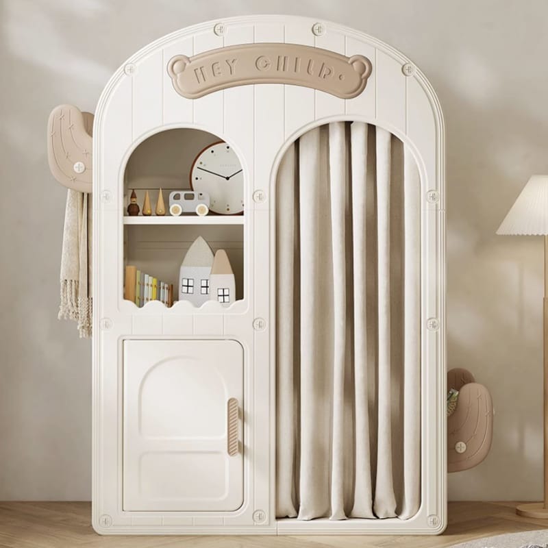 Armoire/Penderie pour enfant, style cabane, avec étagères et rangement ouvert