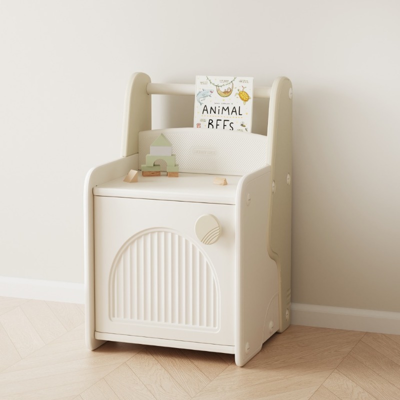 Meuble Montessori Enfant | Coffre de Rangement & Bibliothèque Intégrée