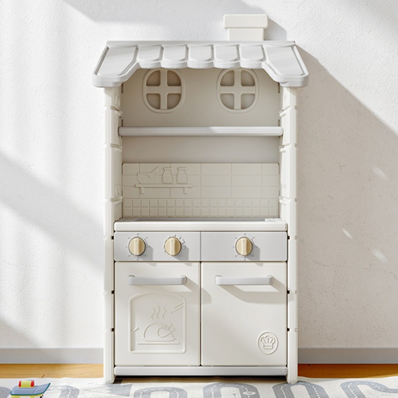 Cuisine de jeu pour enfants 2-en-1 avec coin rangement à bacs empilables